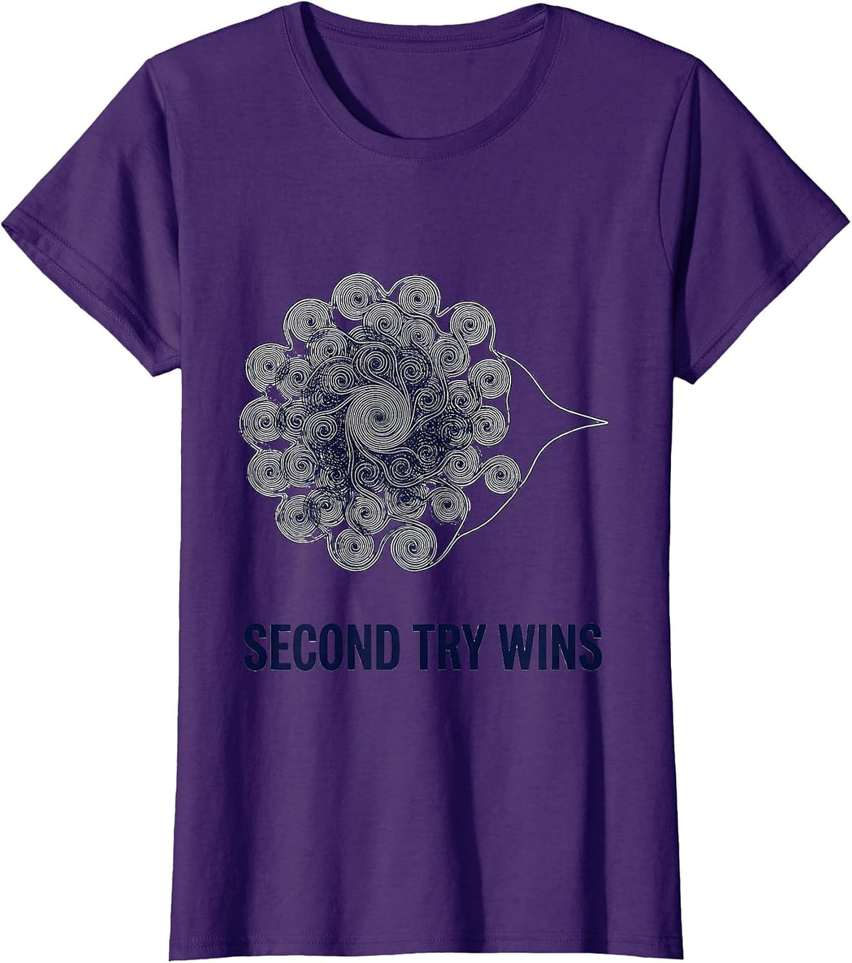 Women's Second Try Wins Growth Mindset Teacher Motivational T-Shirt - Purple