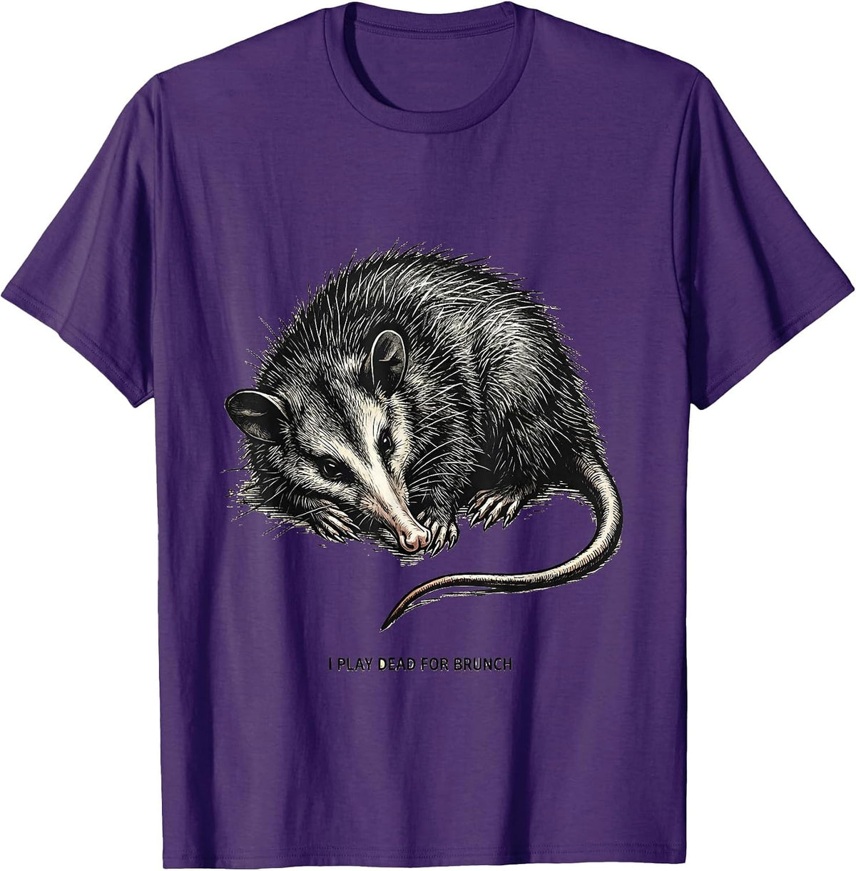 I Play Dead For Brunch Funny Opossum Meme Animal Humor T-Shirt - Purple
