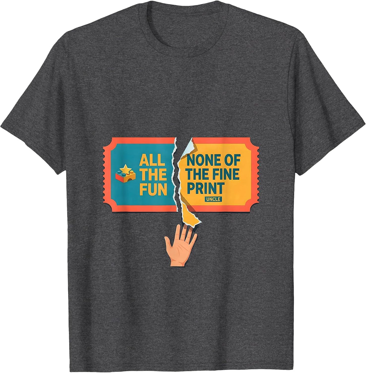 Men's All The Fun None Of The Fine Print Uncle Funny T-Shirt - Dark Heather Grey