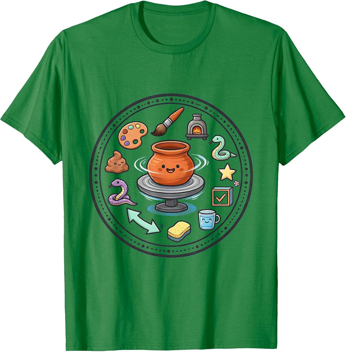 Men's Art Teacher Clay Pottery Wheel Graphic Design T-Shirt - Kelly Green
