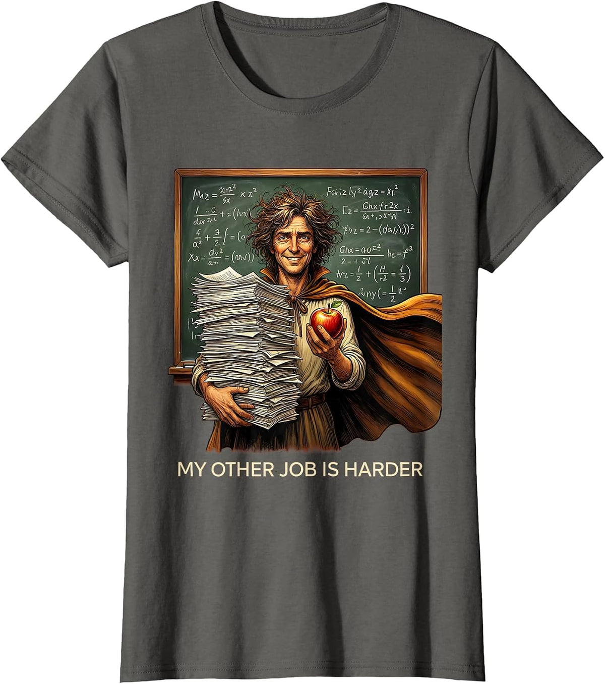 Women's My Other Job Is Harder Funny Worker Design T-Shirt - Asphalt Grey