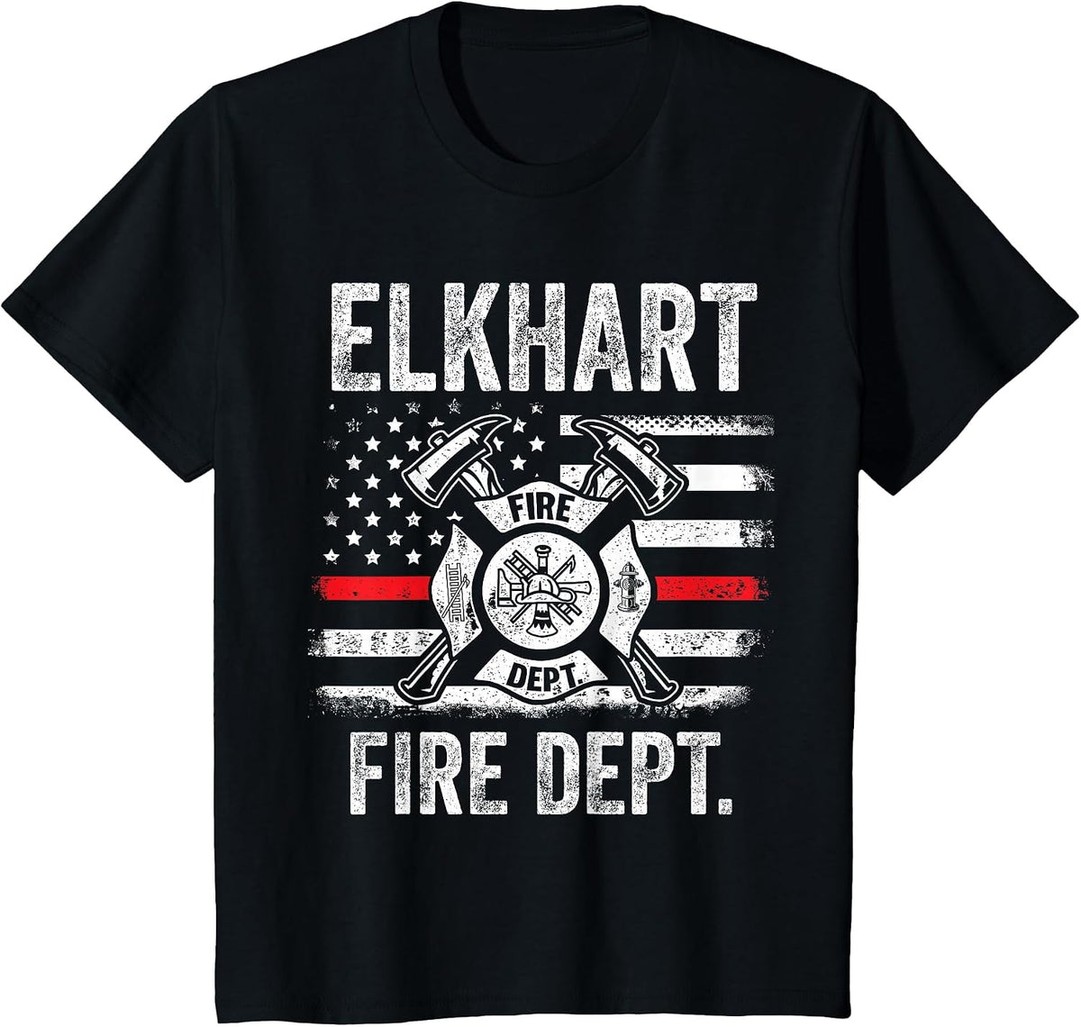 Elkhart Indiana Fire Brigade Indiana Fireman T-Shirt - Black