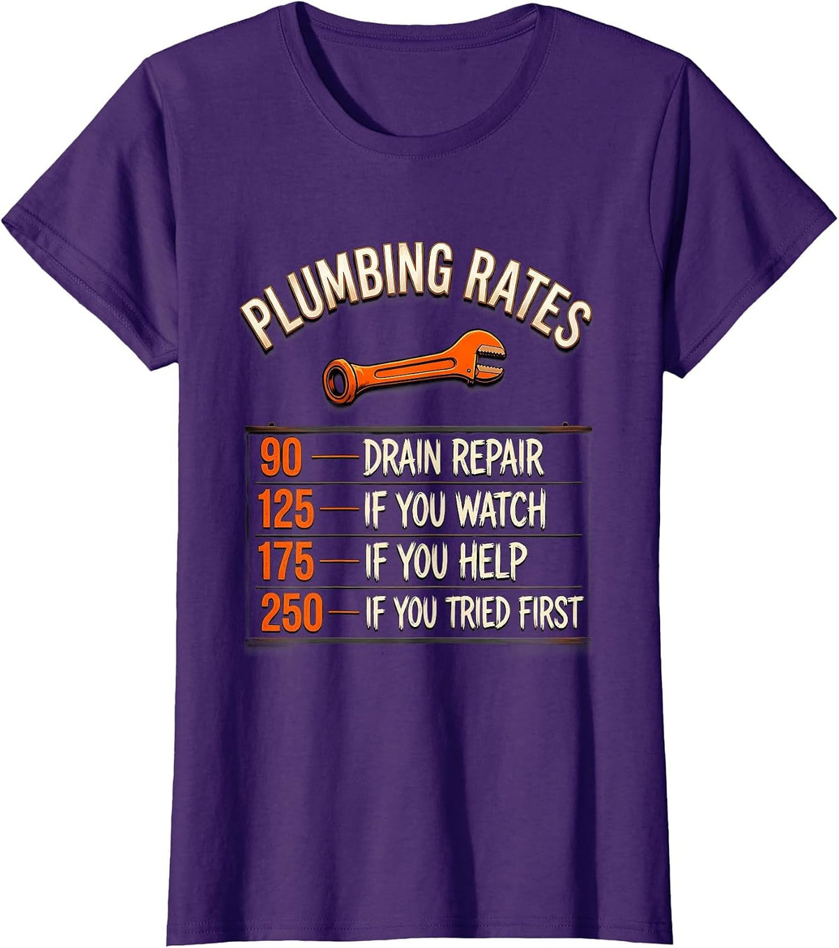 Women's Plumbing Rates Funny Plumber Hourly Rate T-Shirt - Purple
