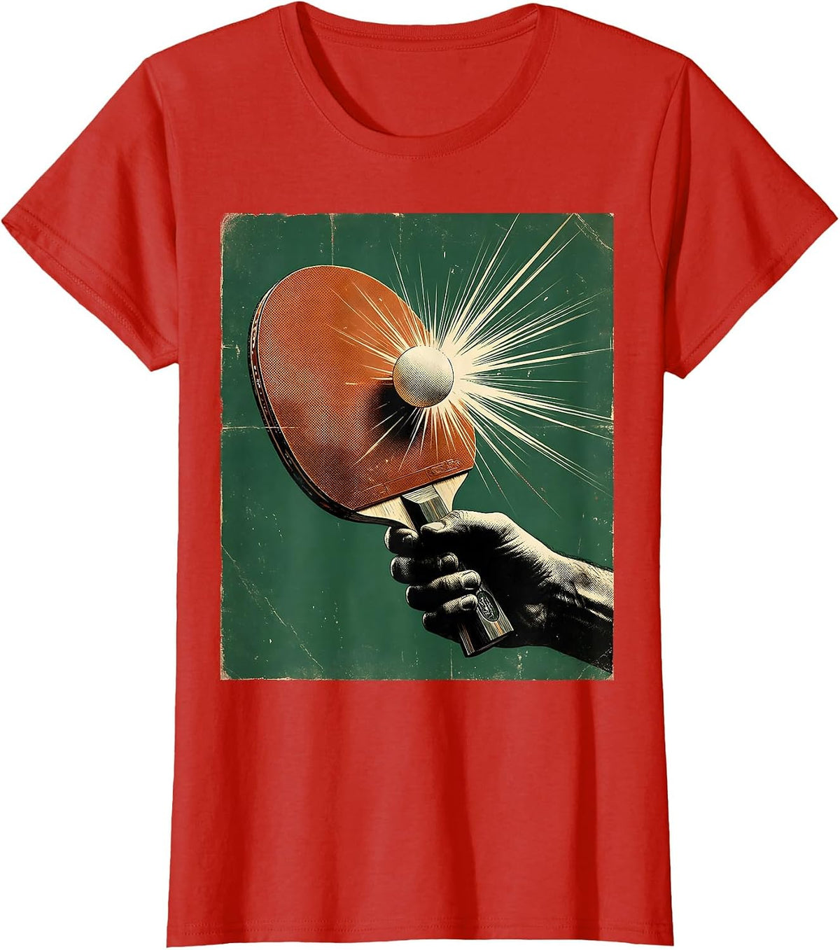 Ping Pong Paddle Mid-Slam Graphic Tee T-Shirt - Red