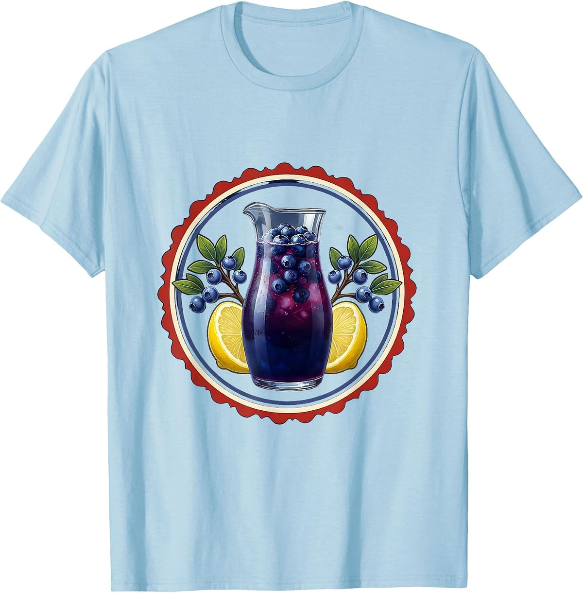 Men's Red White and Blueberries Lemonade Pitcher Graphic T-Shirt - Baby Blue