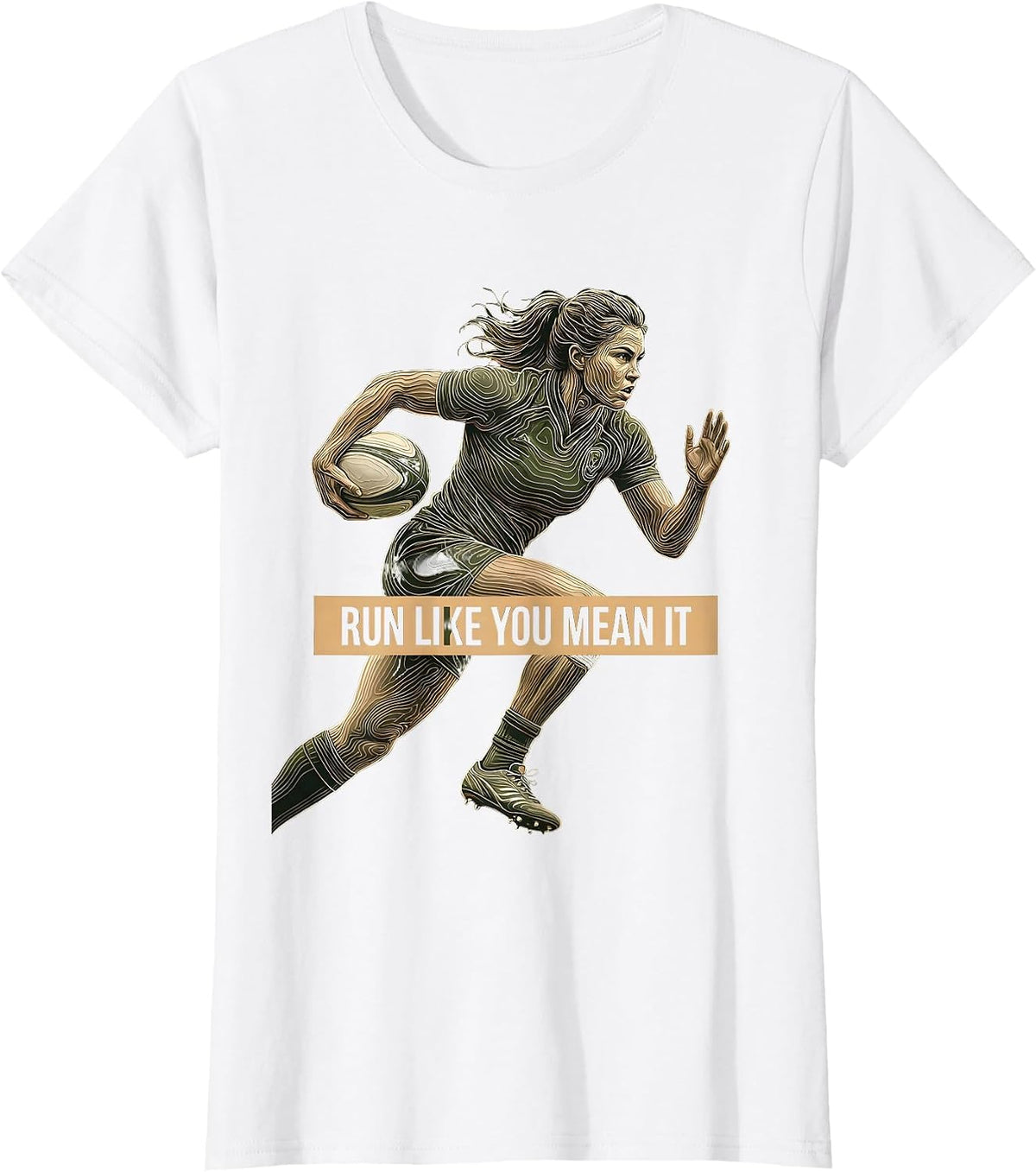 Women's Run Like You Mean It Rugby Graphic Design T-Shirt - White