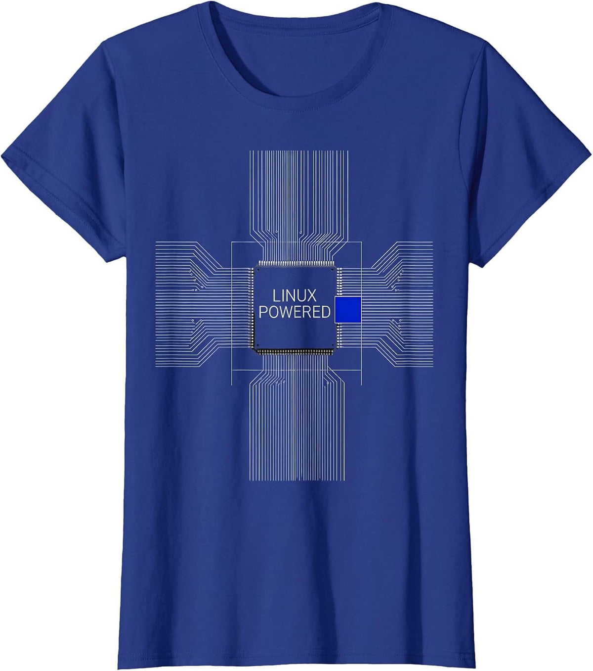Women's Linux Powered Swiss International Geek Gift for Programmers T-Shirt - Royal Blue