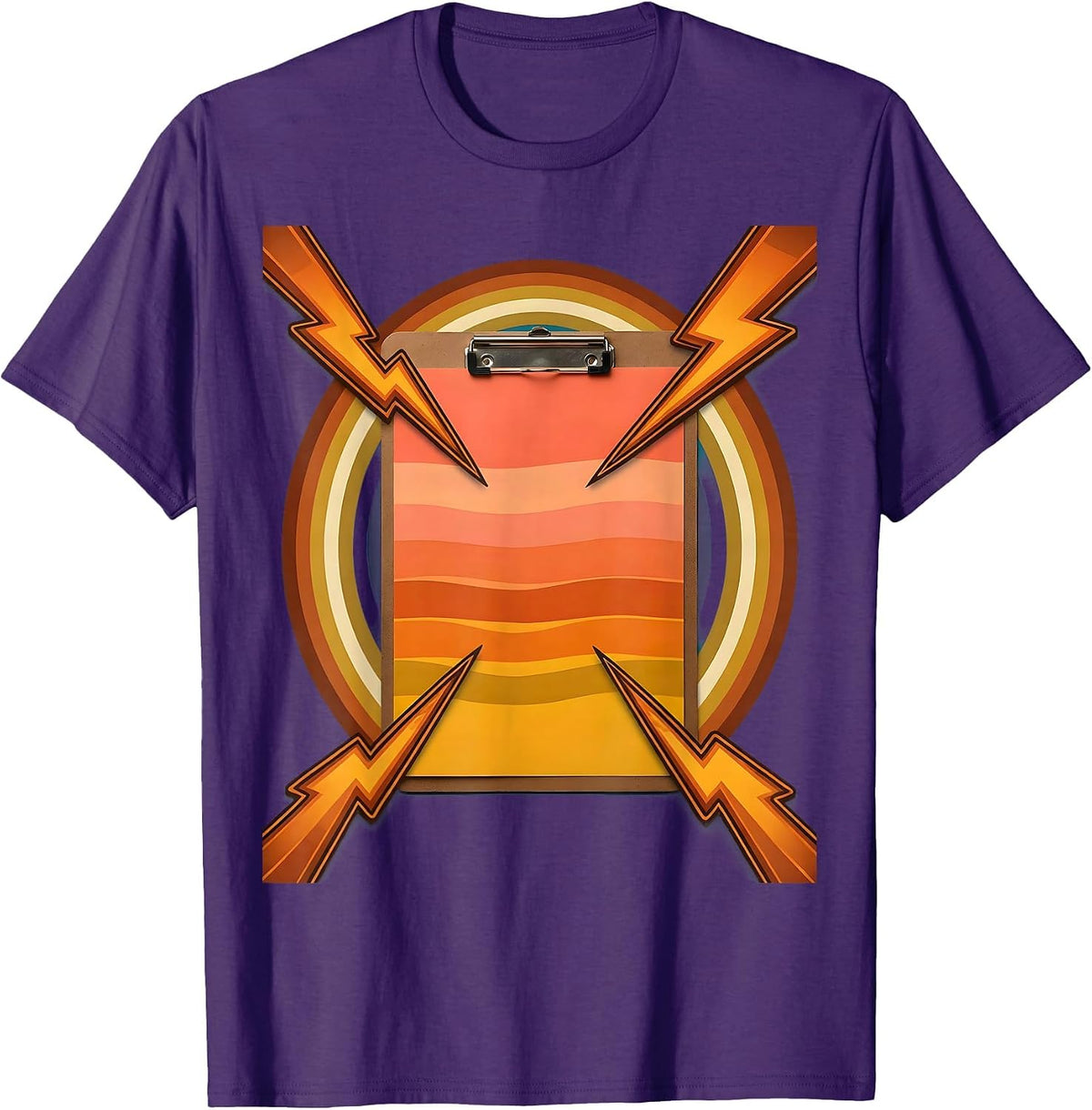 Chaos Coordinator Clipboard Lightning Bolt Graphic T-Shirt - Purple