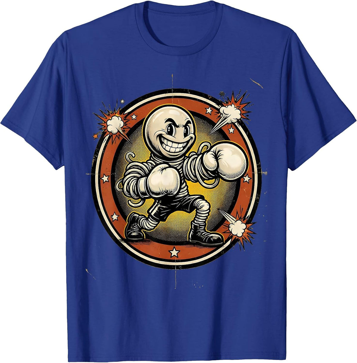 Shadow Boxing Fighter Empty Gym Graphic T-Shirt - Royal Blue