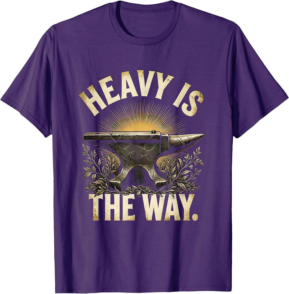 Heavy Is The Way Bold Heavy Metal Design T-Shirt - Purple