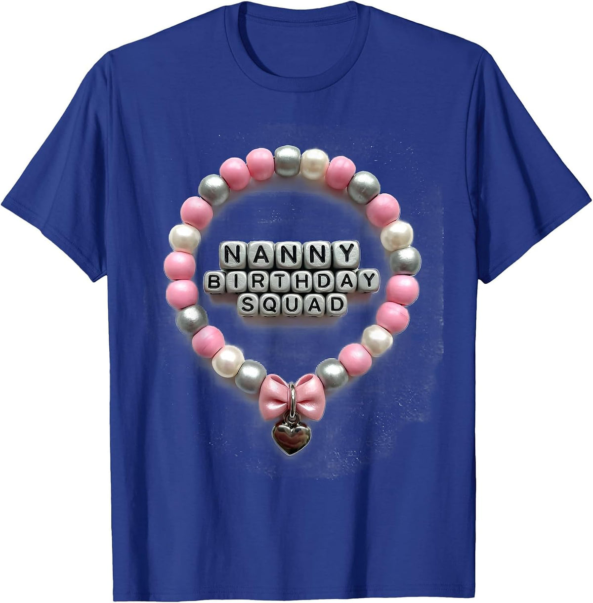 Nanny Birthday Squad Coquette Bow Family Matching T-Shirt - Royal Blue