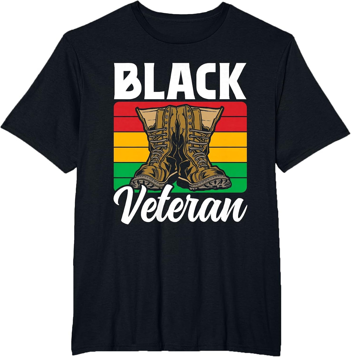 Black Veteran Soldier Military African American Us USA T-Shirt - Black