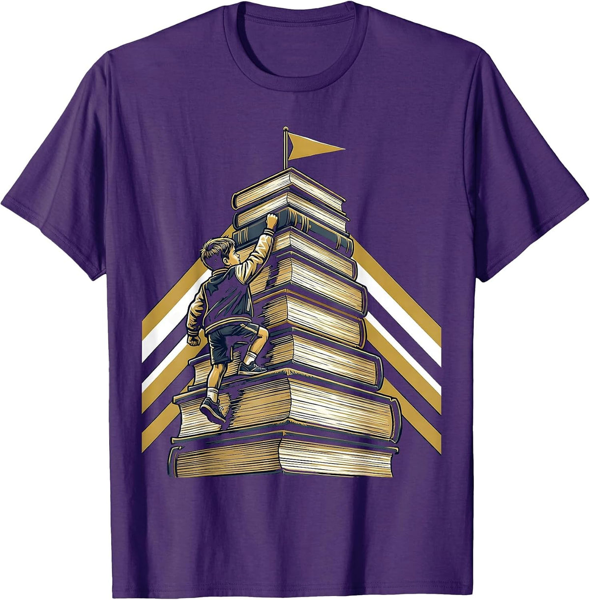 Kids College Climbing Textbooks Graphic T-Shirt - Purple