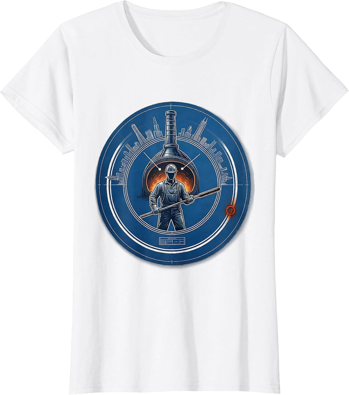Chicago Steelworker Blast Furnace Silhouette T-Shirt - White