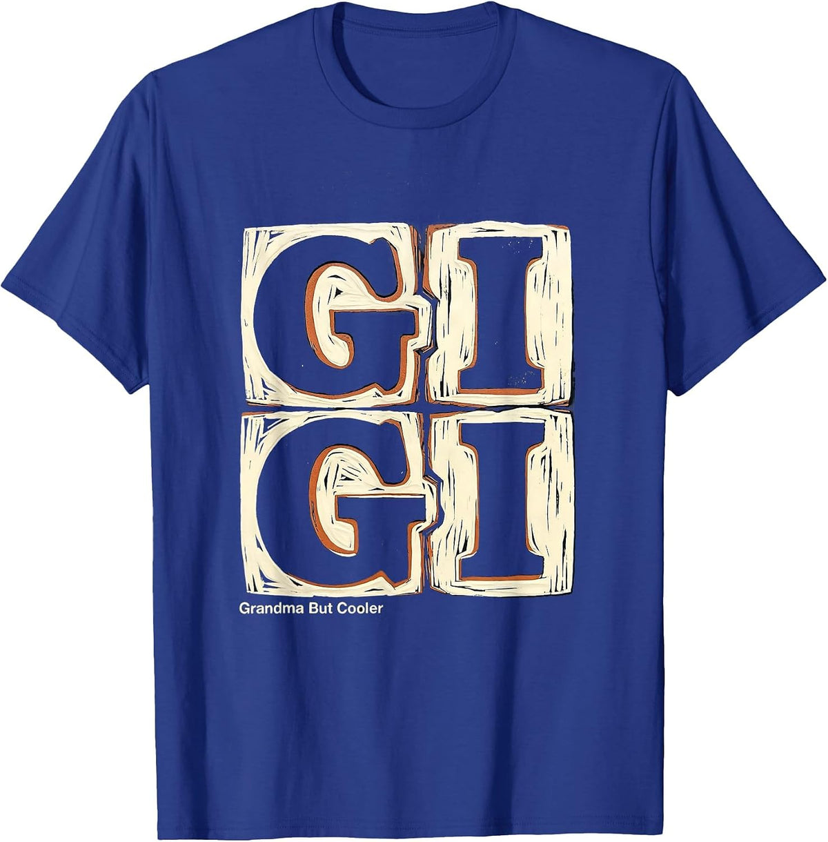 Men's Gigi Grandma But Cooler Linocut Grandma Gift T-Shirt - Royal Blue