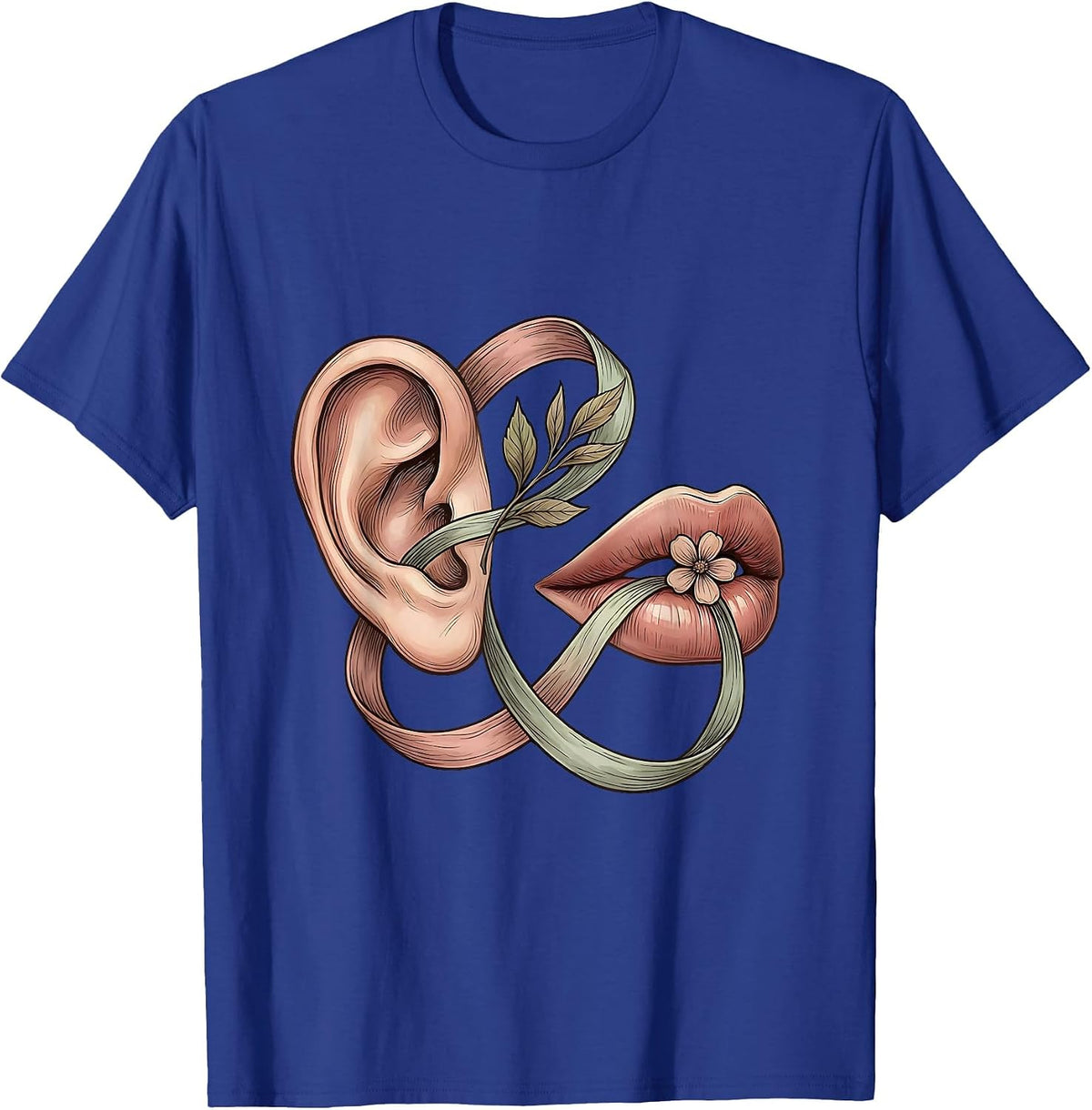 Men's SLP Ear to Mouth Ribbon Connection Illustration T-Shirt - Royal Blue