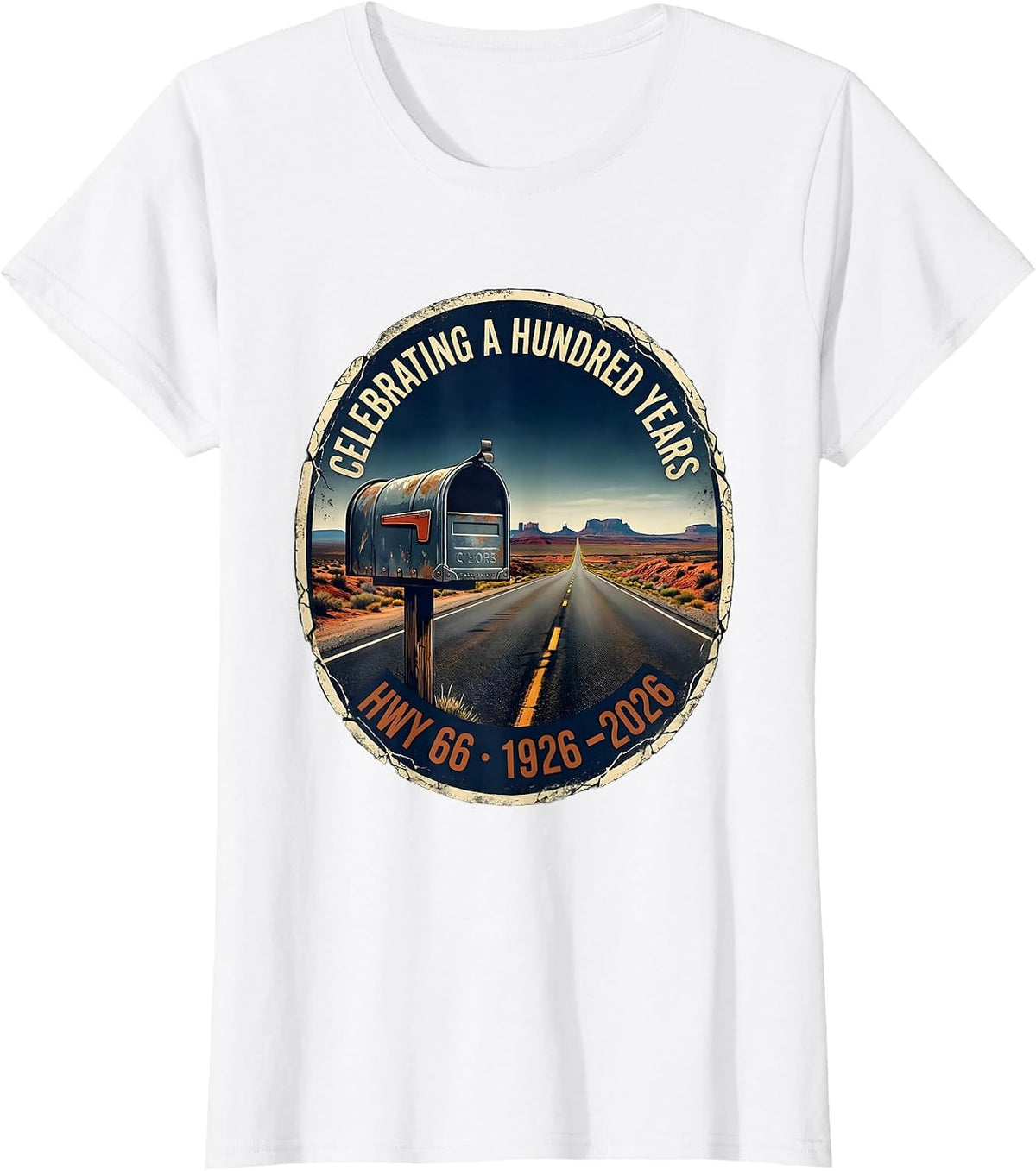 Women's Celebrating A Hundred Years Hwy 66 Vintage T-Shirt - White