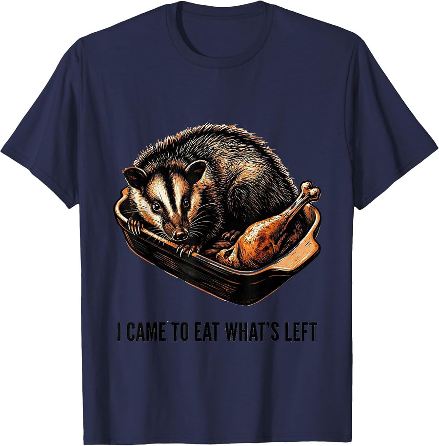 I Came To Eat What's Left Funny Opossum Thanksgiving T-Shirt - Navy Blue
