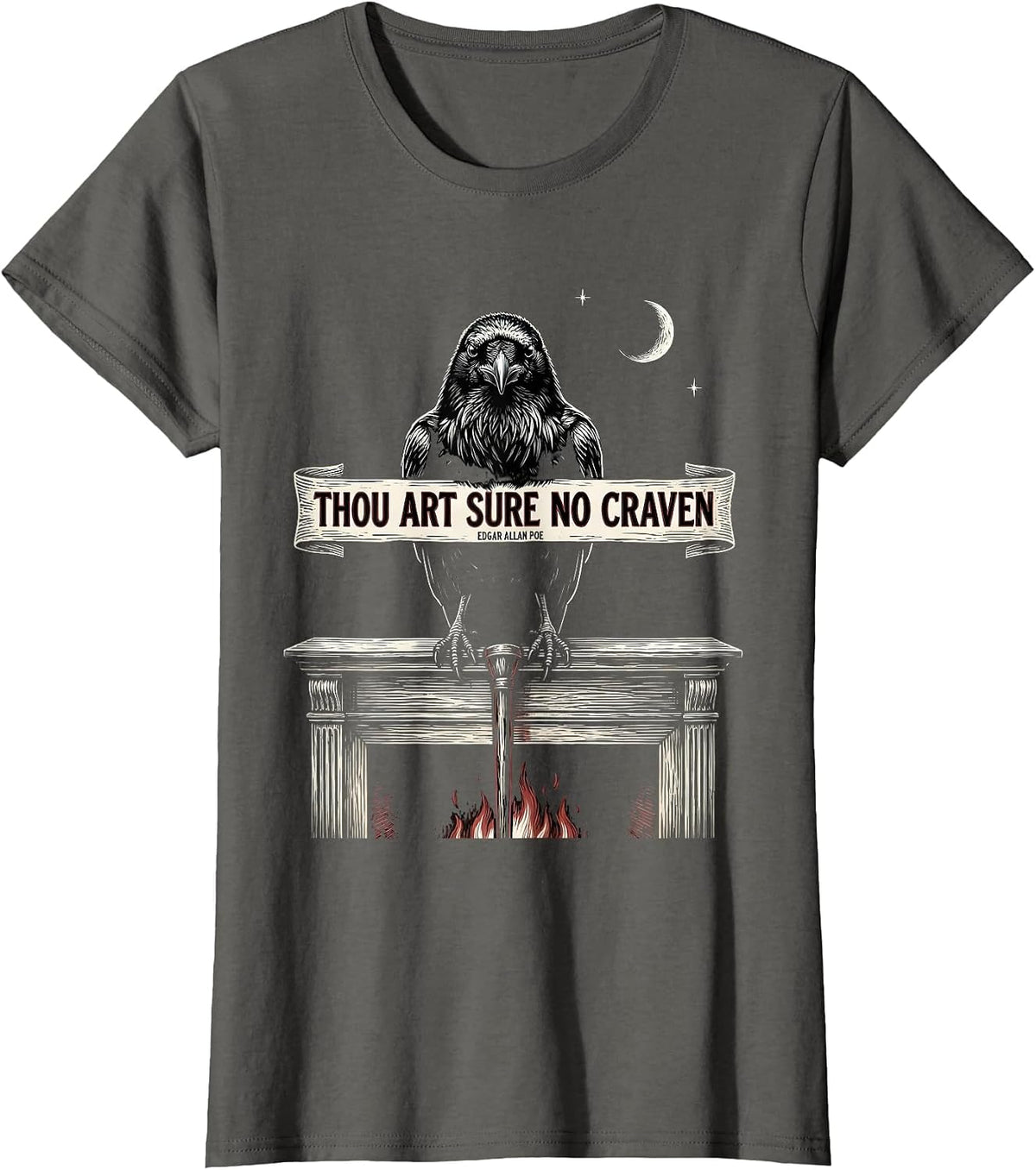 Women's Thou Art Sure No Craven — Edgar Allan Poe Gothic T-Shirt - Asphalt Grey