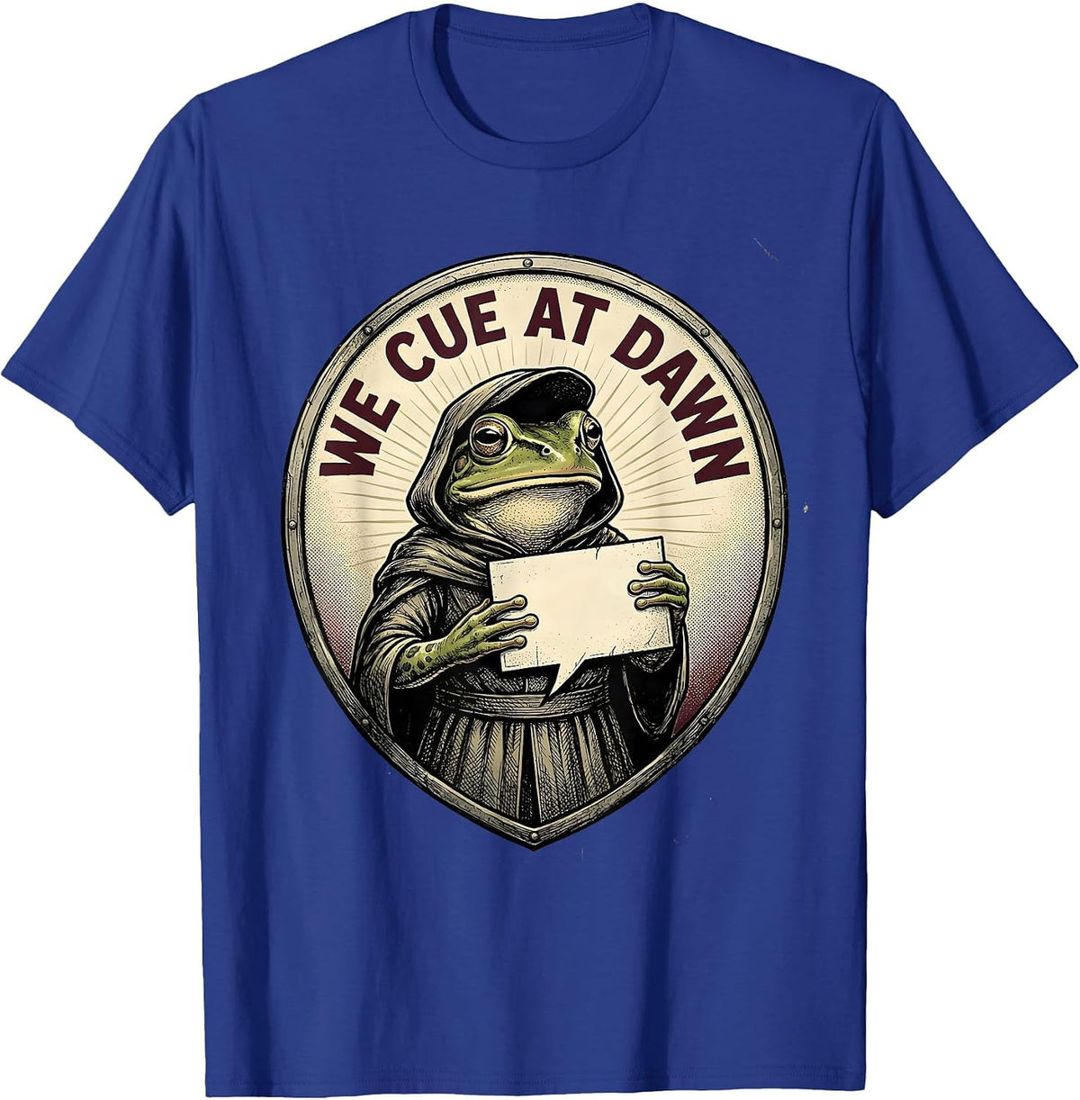 We Cue At Dawn Vintage Frog Teacher Profession Humor T-Shirt - Royal Blue