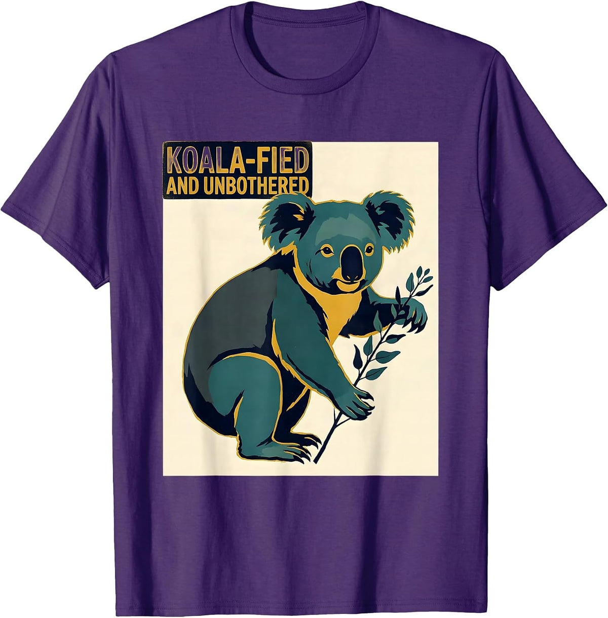 Koala-fied And Unbothered Midcentury Modern Animal Humor T-Shirt - Purple