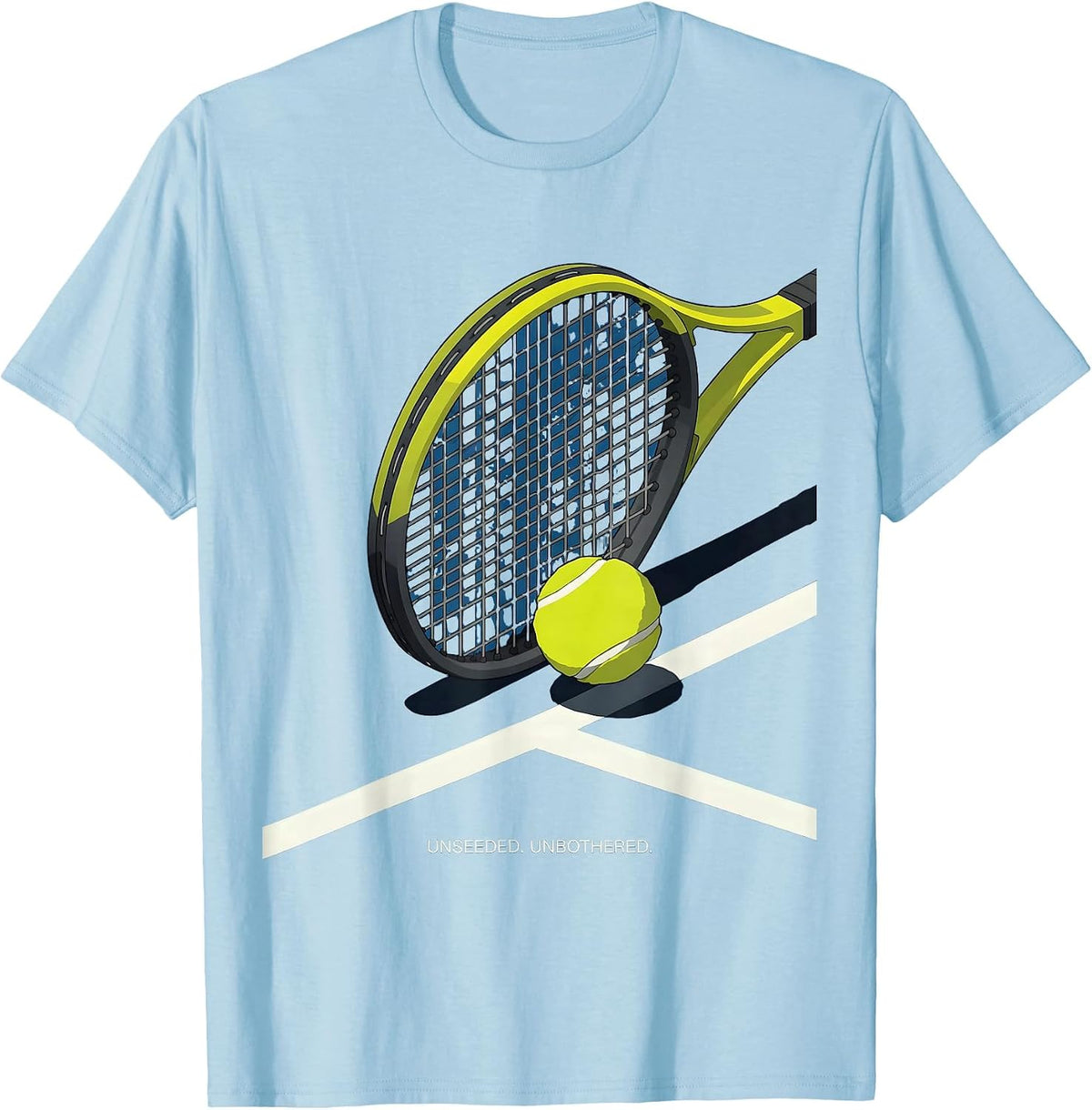 Men's Unseeded Unbothered Funny Tennis Player Humor Novelty T-Shirt - Baby Blue
