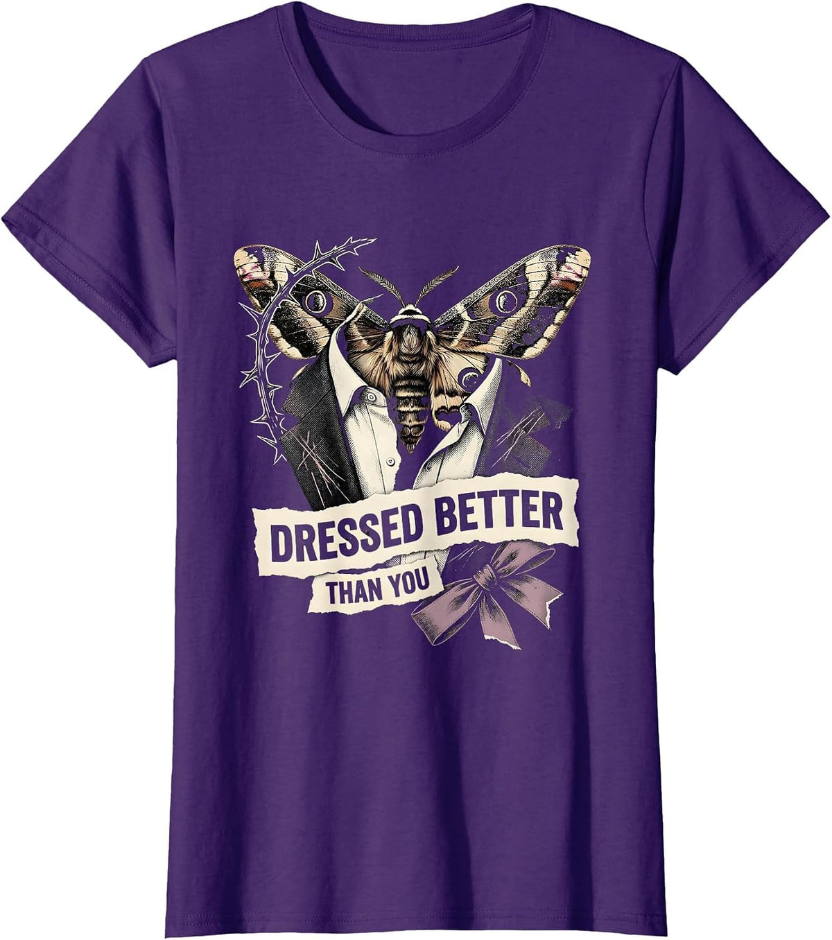 Women's Dressed Better Than You Tuxedo Graphic Design T-Shirt - Purple