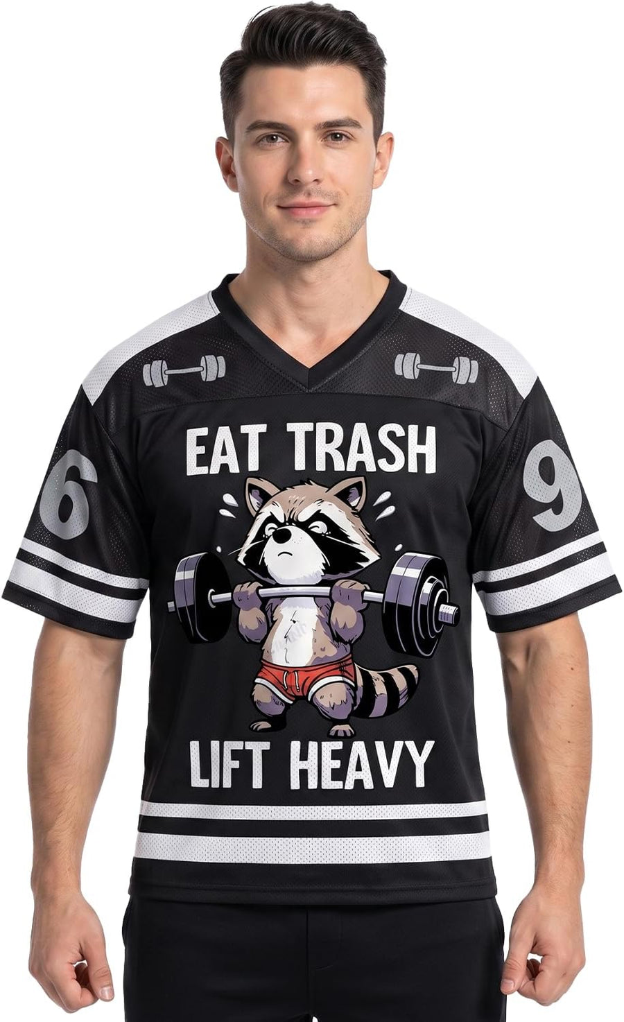 IRONPANDA Eat Trash Lift Heavy Mesh Jersey - Funny Raccoon Gym Shirt Men, Trash Panda Weightlifting Tee - As Picture