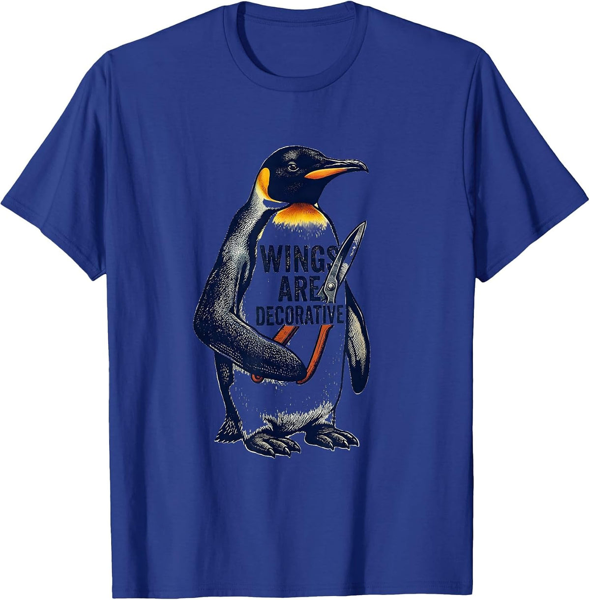 Wings Are Decorative Rubber Stamp Kiwi Dark Humor T-Shirt - Royal Blue