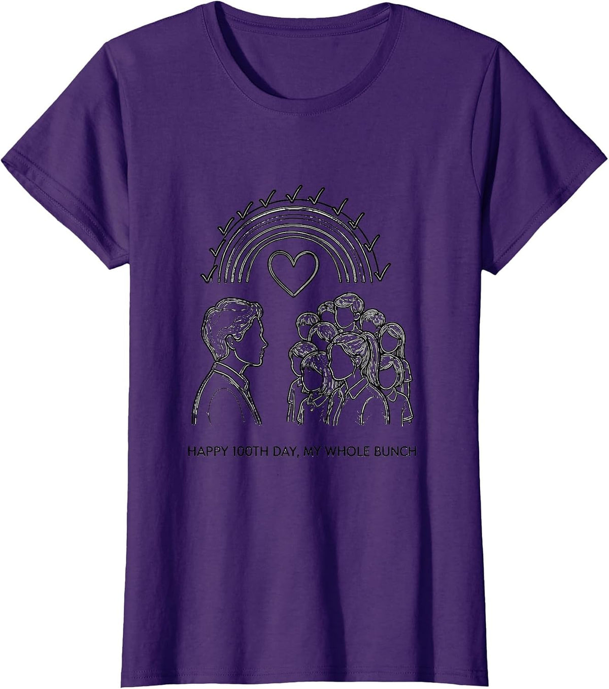 Women's Happy 100th Day, My Whole Bunch Teacher Appreciation T-Shirt - Purple