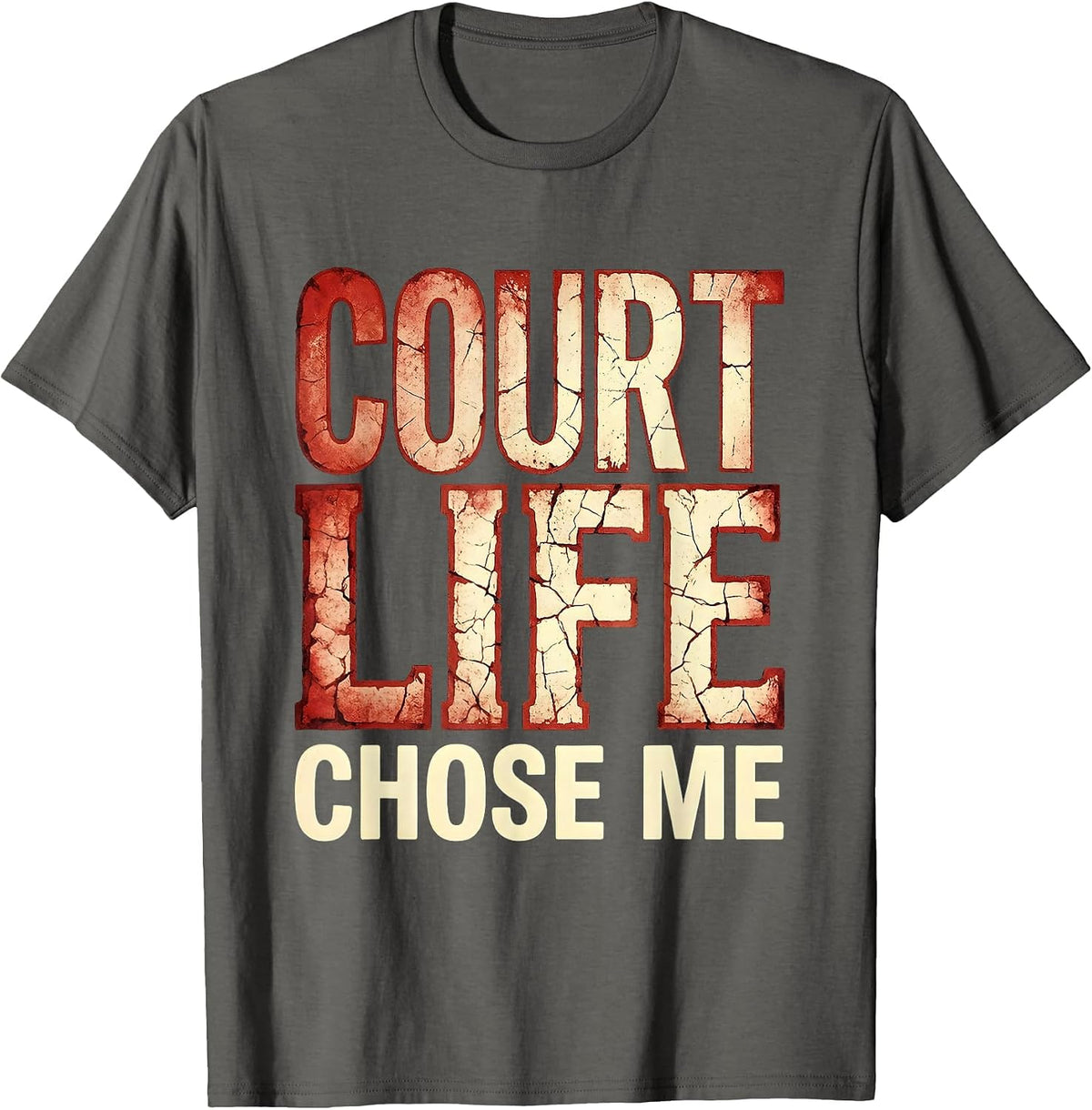 Court Life Chose Me Tennis Graphic Design T-Shirt - Asphalt Grey