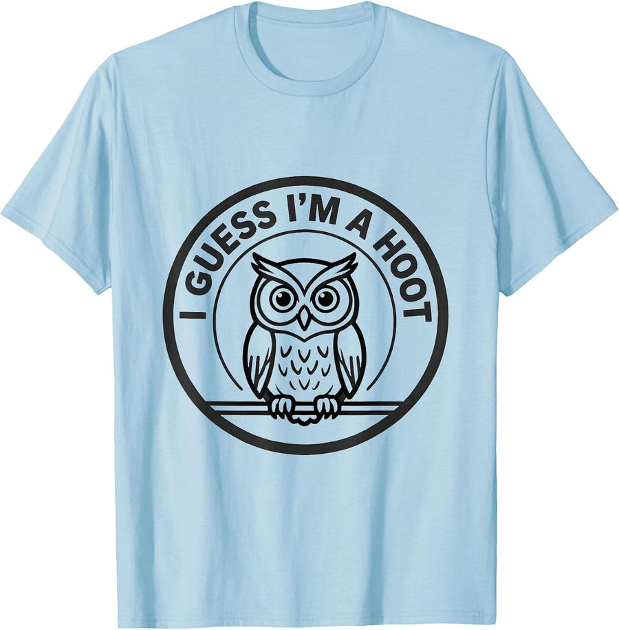 Men's I Guess I'm A Hoot Vintage Owl Bird Lover Funny Sarcastic T-Shirt - Baby Blue