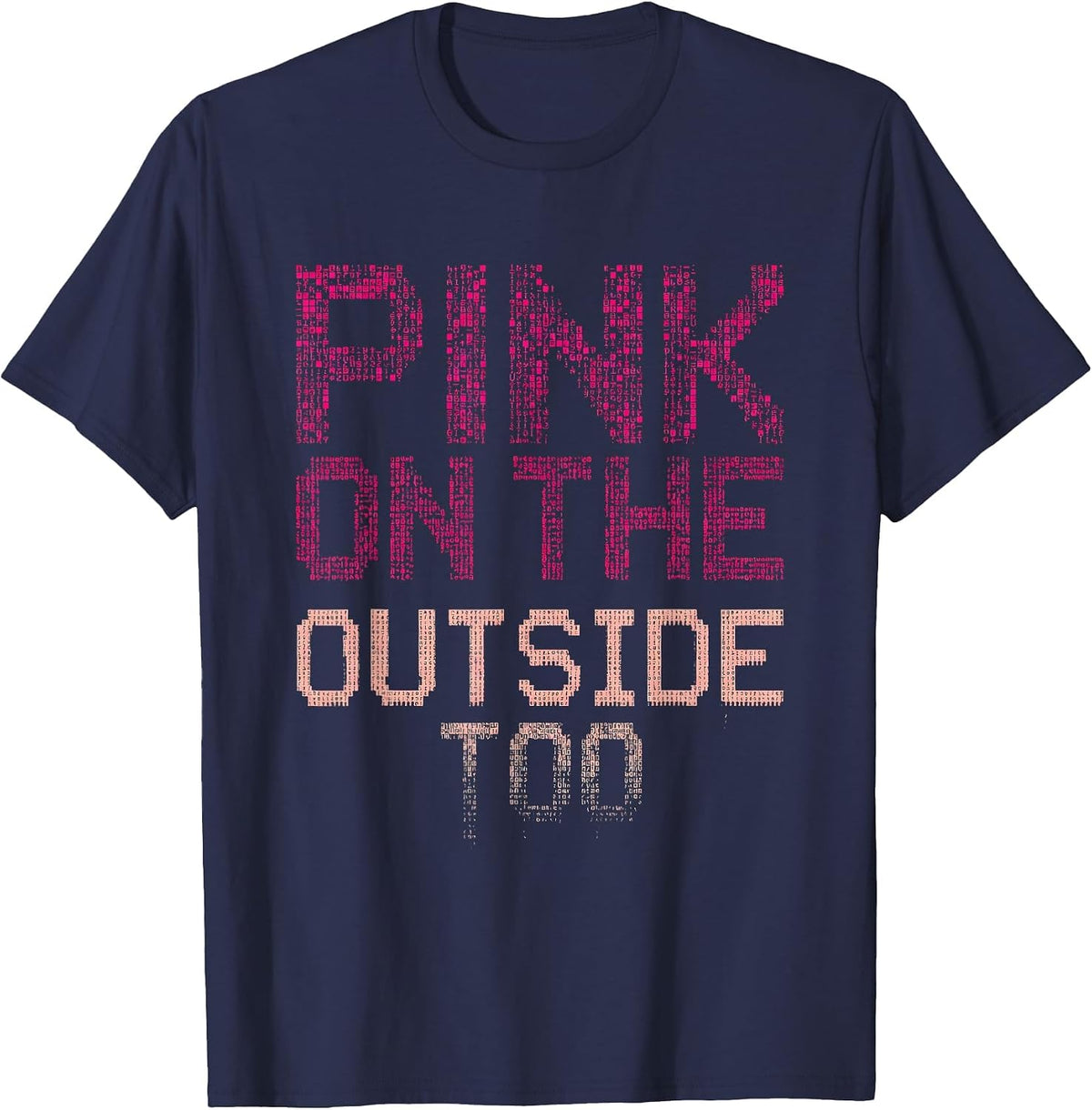 Men's Pink on the Outside Too Flamingo Design T-Shirt - Navy Blue