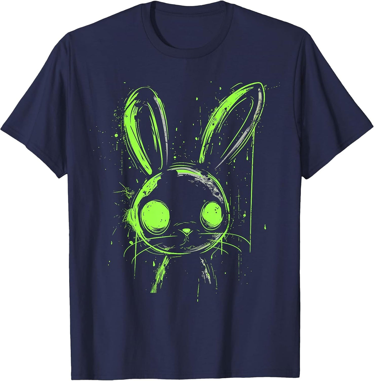 Pastel Goth Bunny Rabbit Green Creepy Cute Grunge Aesthetic T-Shirt - Navy Blue
