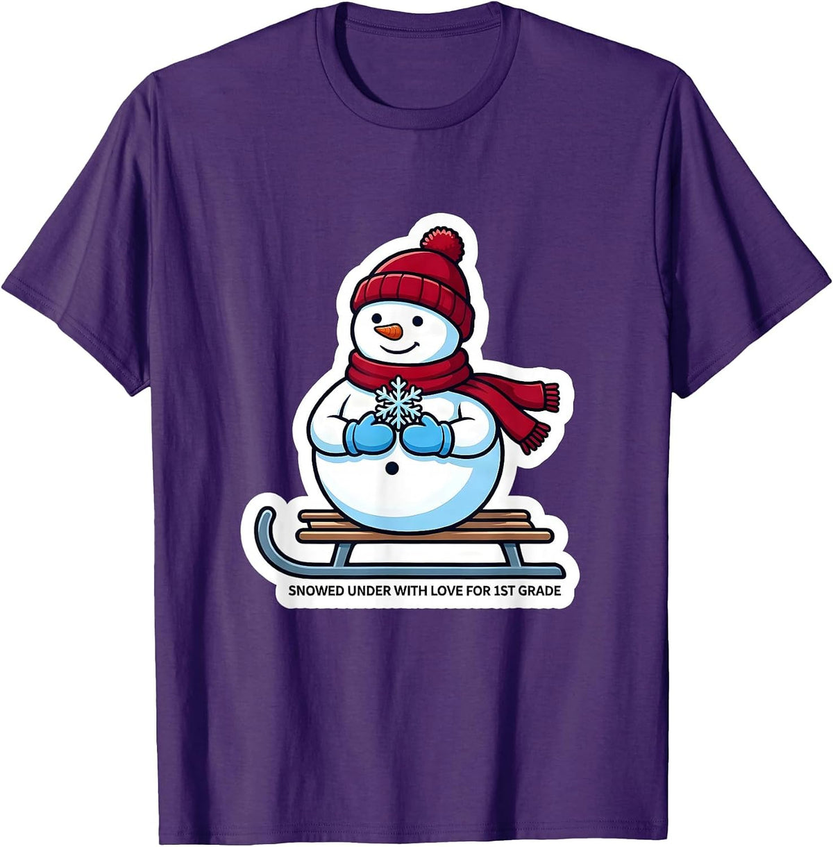 Men's Snowed Under With Love For 1st Grade Funny Teacher Christmas T-Shirt - Purple