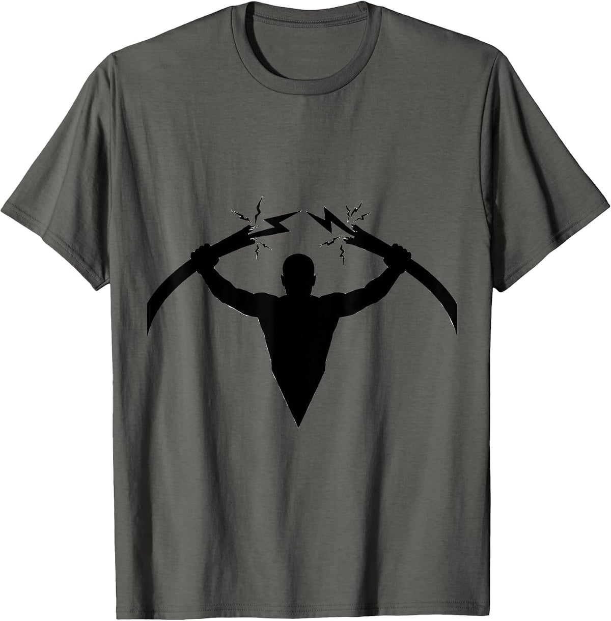 Electrician Holding Live Wires Graphic Design T-Shirt - Asphalt Grey