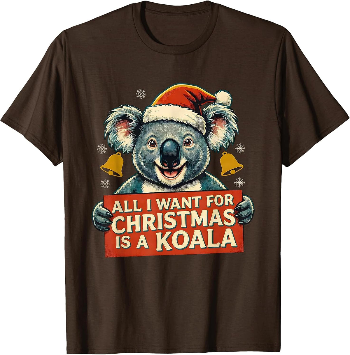 All I Want For Christmas Is A Koala Retro Holiday Party Gift T-Shirt - Brown