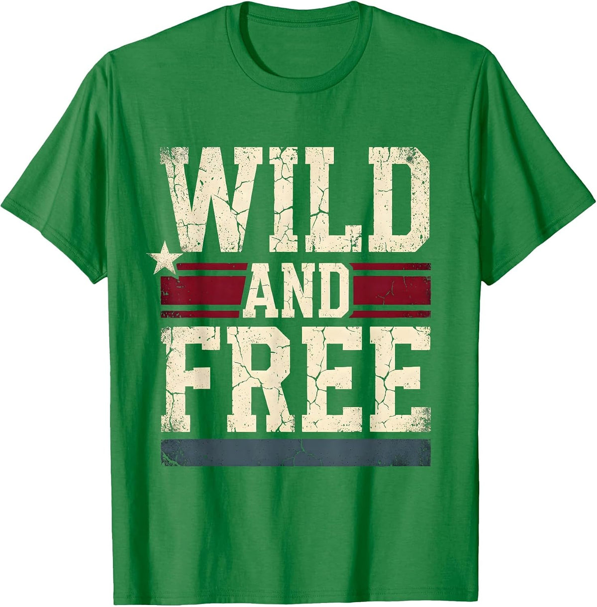 Men's Wild and Free Camping Nature Outdoor Design T-Shirt - Kelly Green