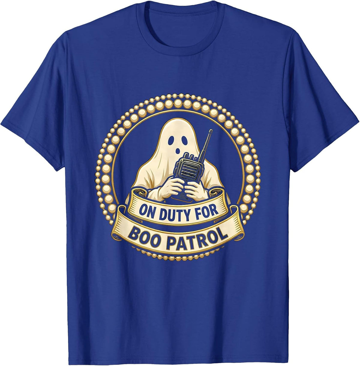 On Duty For Boo Patrol Ghost SpED Paraprofessional Halloween T-Shirt - Royal Blue