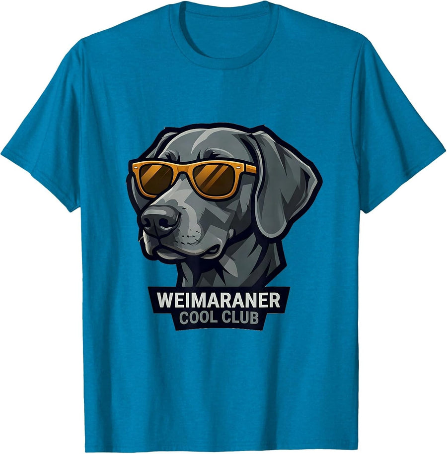 Weimaraner Cool Club Mascot Logo Breed Humor Dog Lover T-Shirt - Sapphire Blue