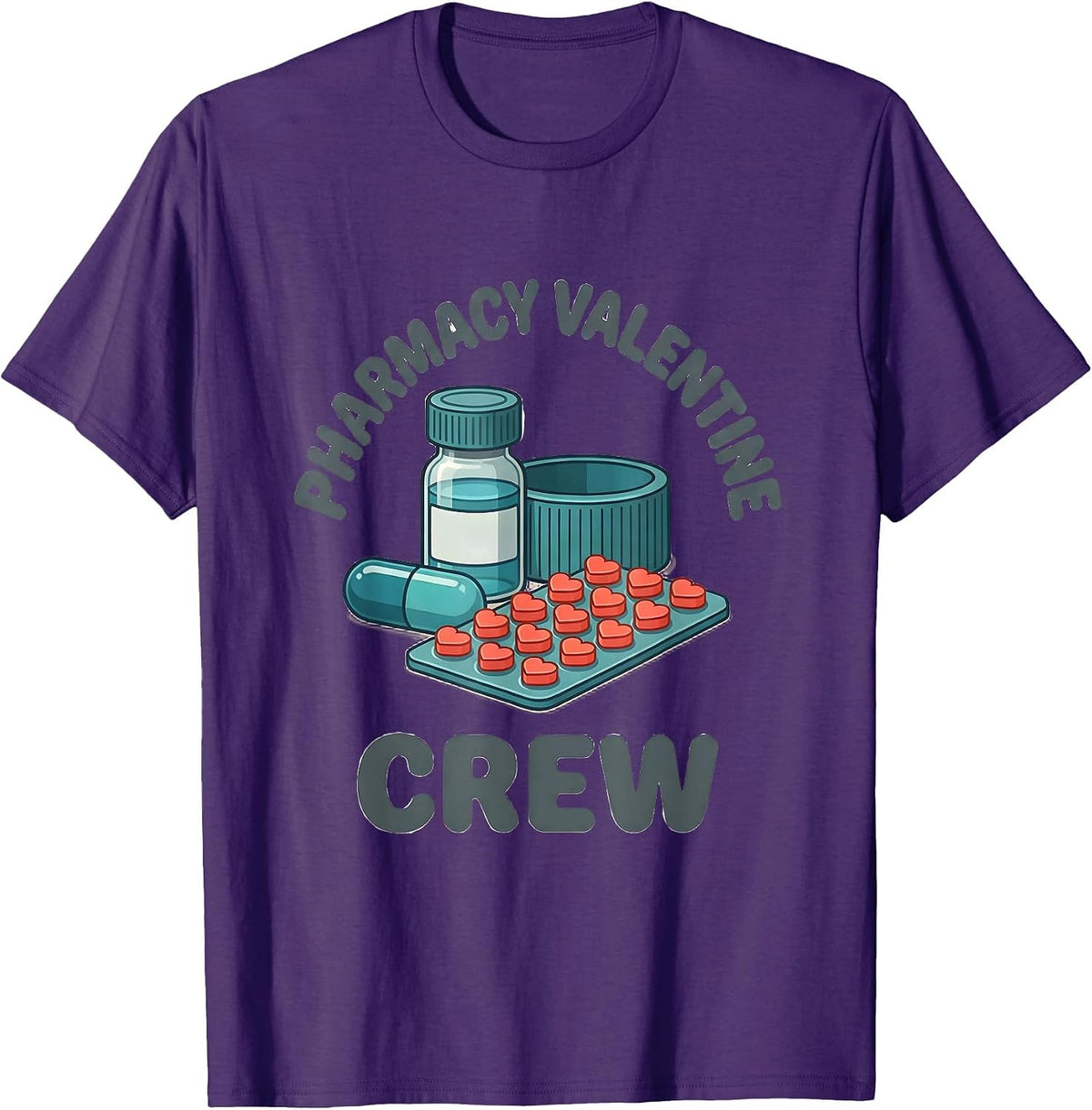 Pharmacy Valentine Crew Funny Pharmacy Technician Valentines T-Shirt - Purple