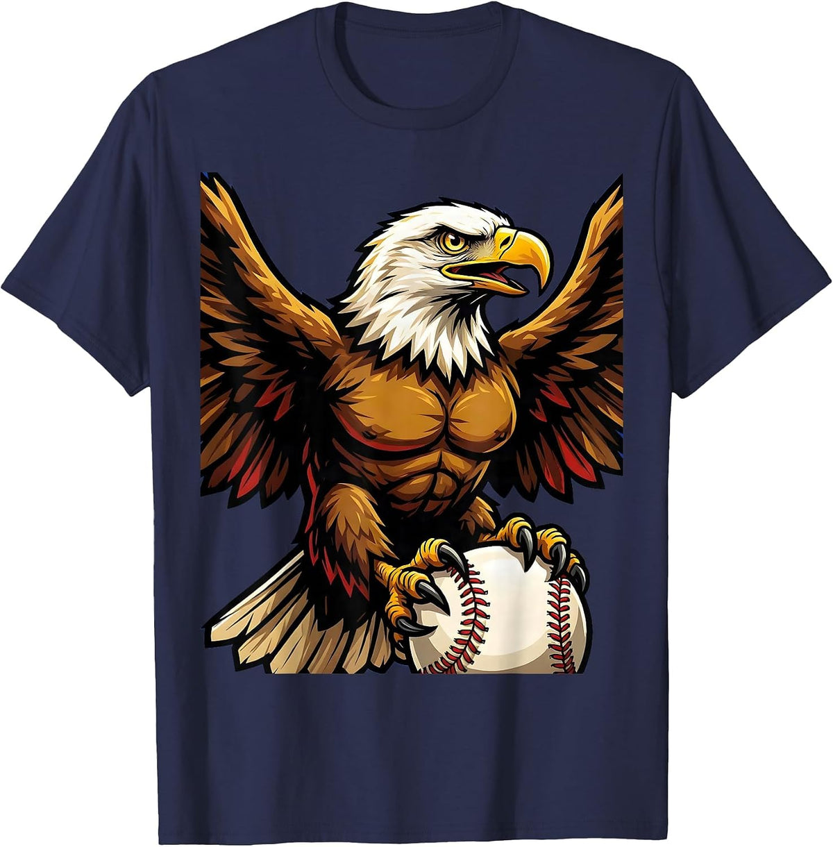 Men's Eagle Clutching Softball Graphic Softball Mom T-Shirt - Navy Blue