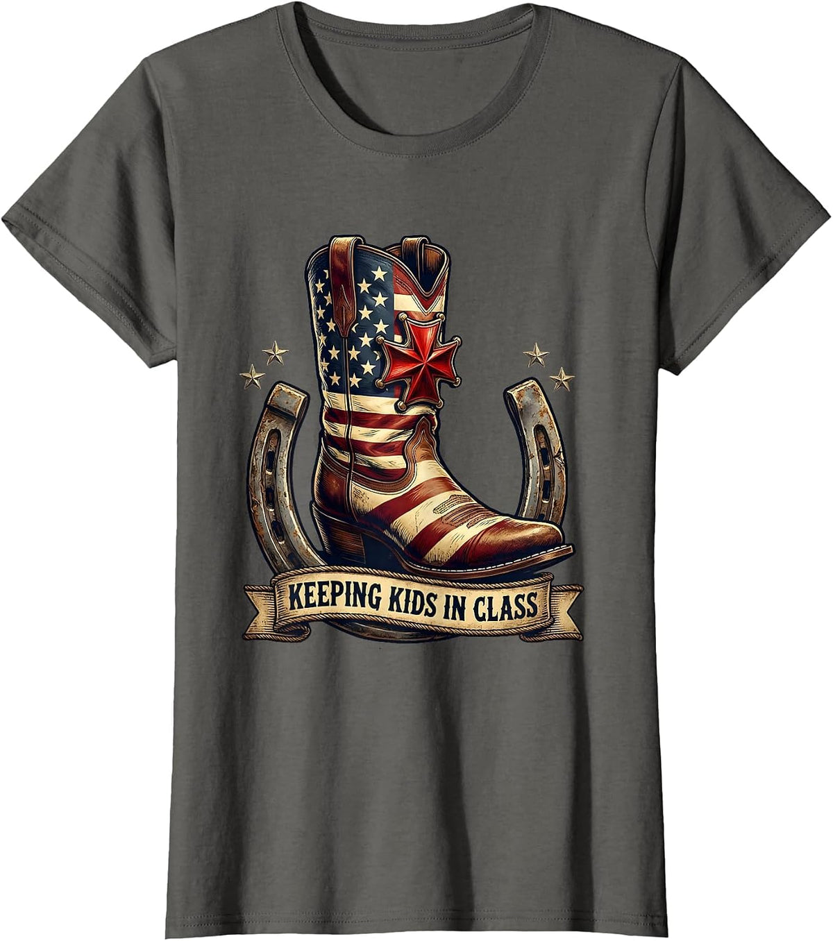 Women's Keeping Kids In Class School Nurse Design T-Shirt - Asphalt Grey