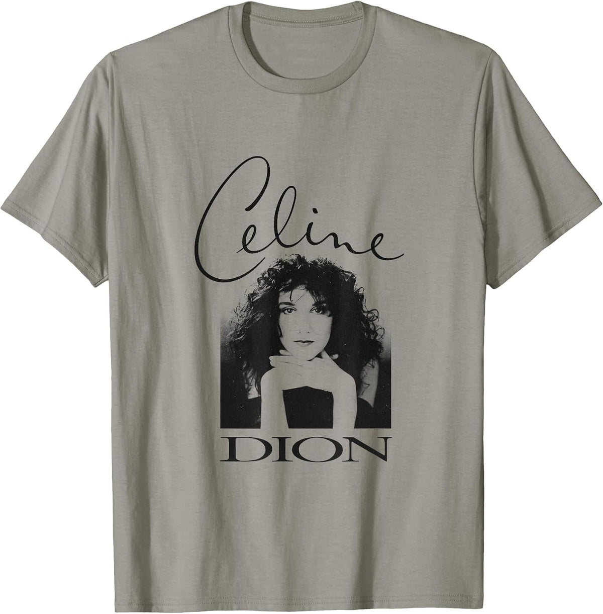 Official Celine Dion Black and White Photo T-Shirt - Slate Grey