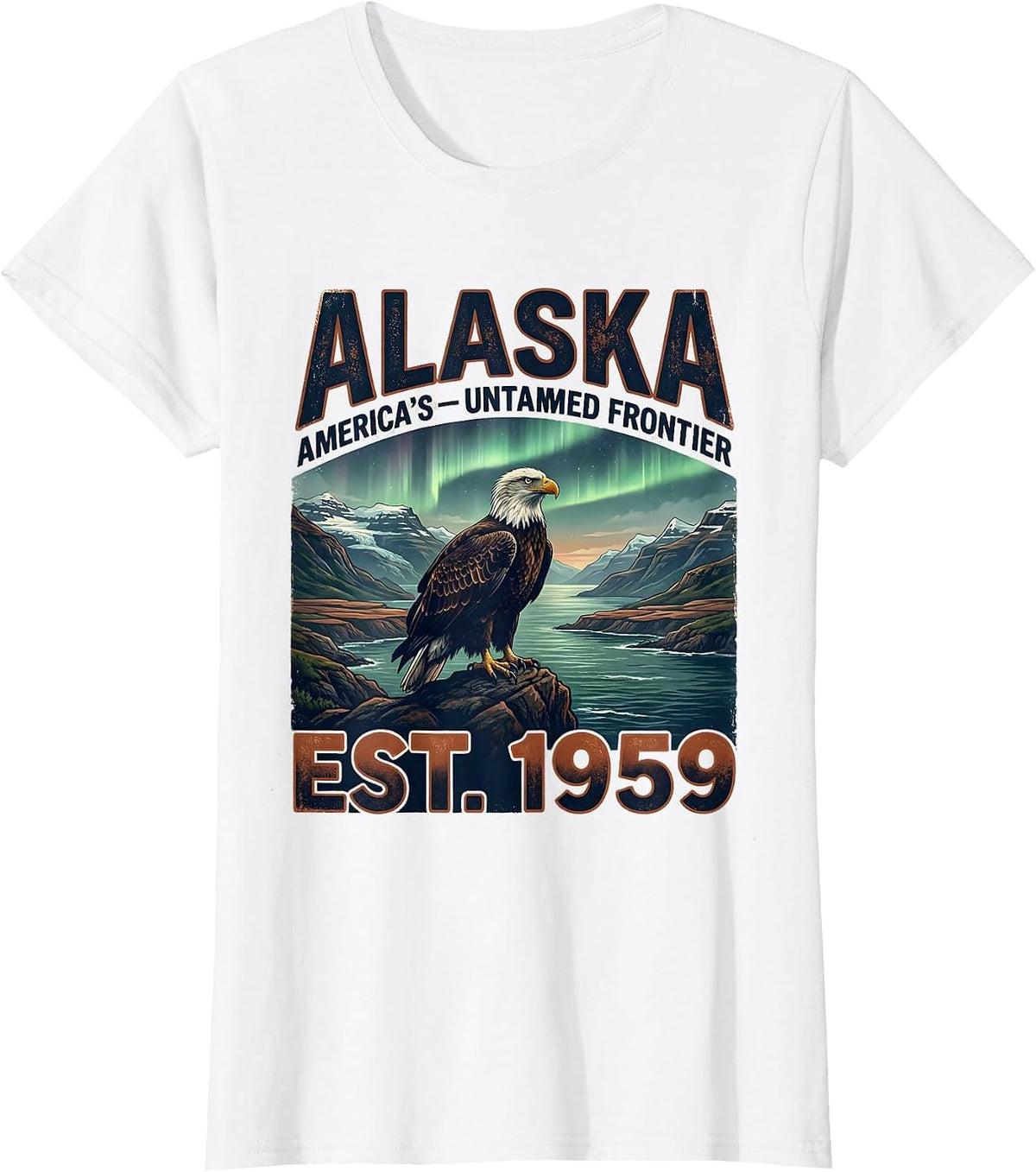 Women's Alaska America's Untamed Frontier Vintage State Pride T-Shirt - White
