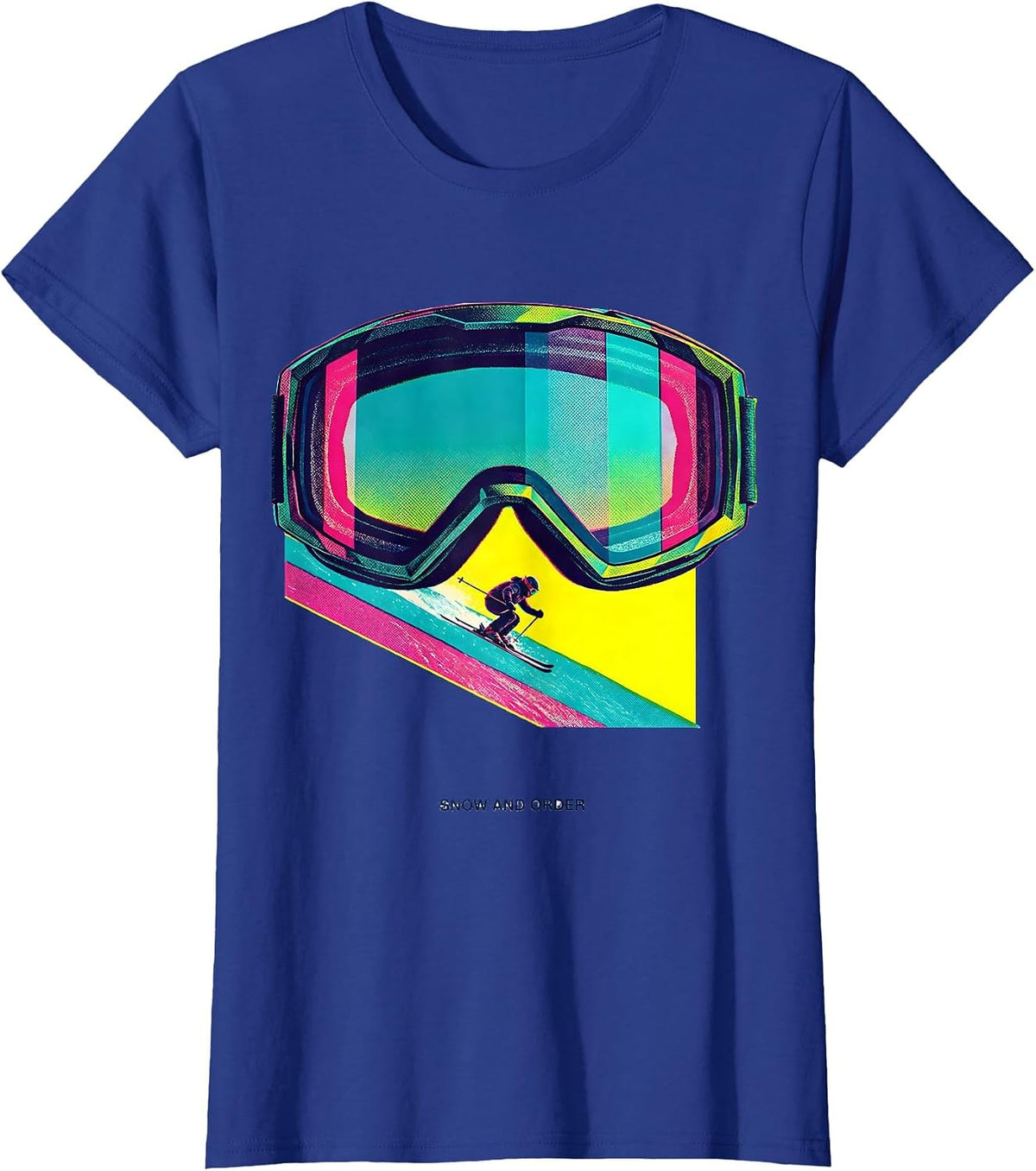Women's Snow And Order Risograph Skiing Rider Humor Gift T-Shirt - Royal Blue