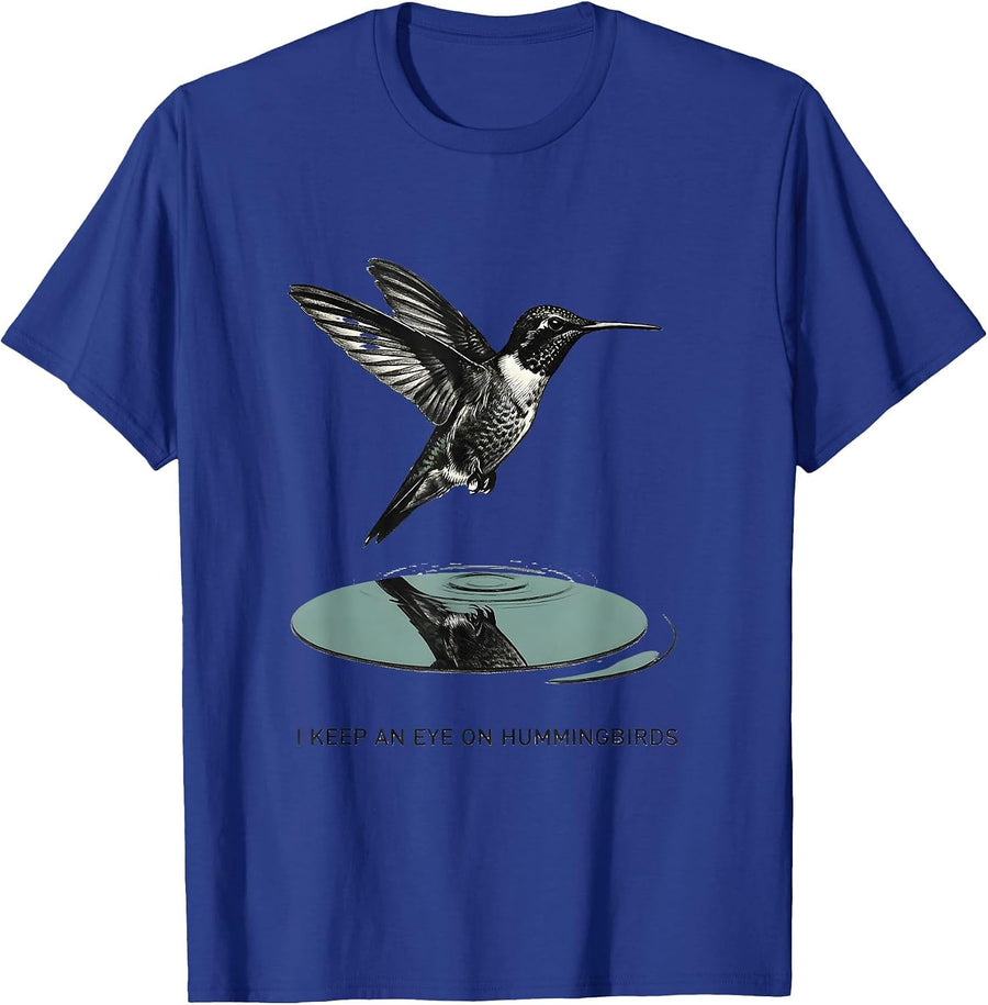 I Keep An Eye On Hummingbirds Minimalist Bird Lover Bird T-Shirt - Royal Blue