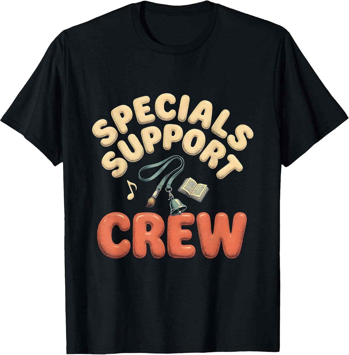 Men's Specials Support Crew Bold Vintage Teacher Appreciation Crew T-Shirt - Black