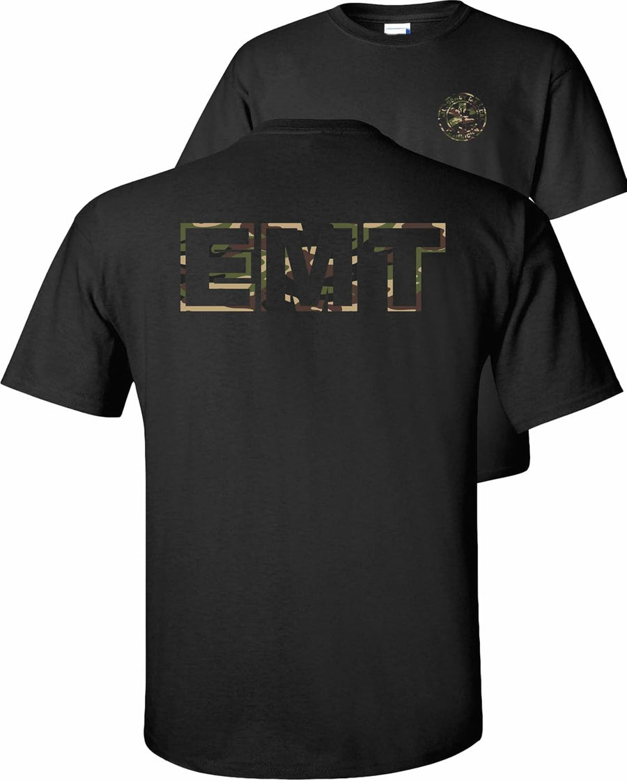 FAIR GAME EMT T-Shirt Emergency Medical Technician-Camo Design-Black-M - As Pictured