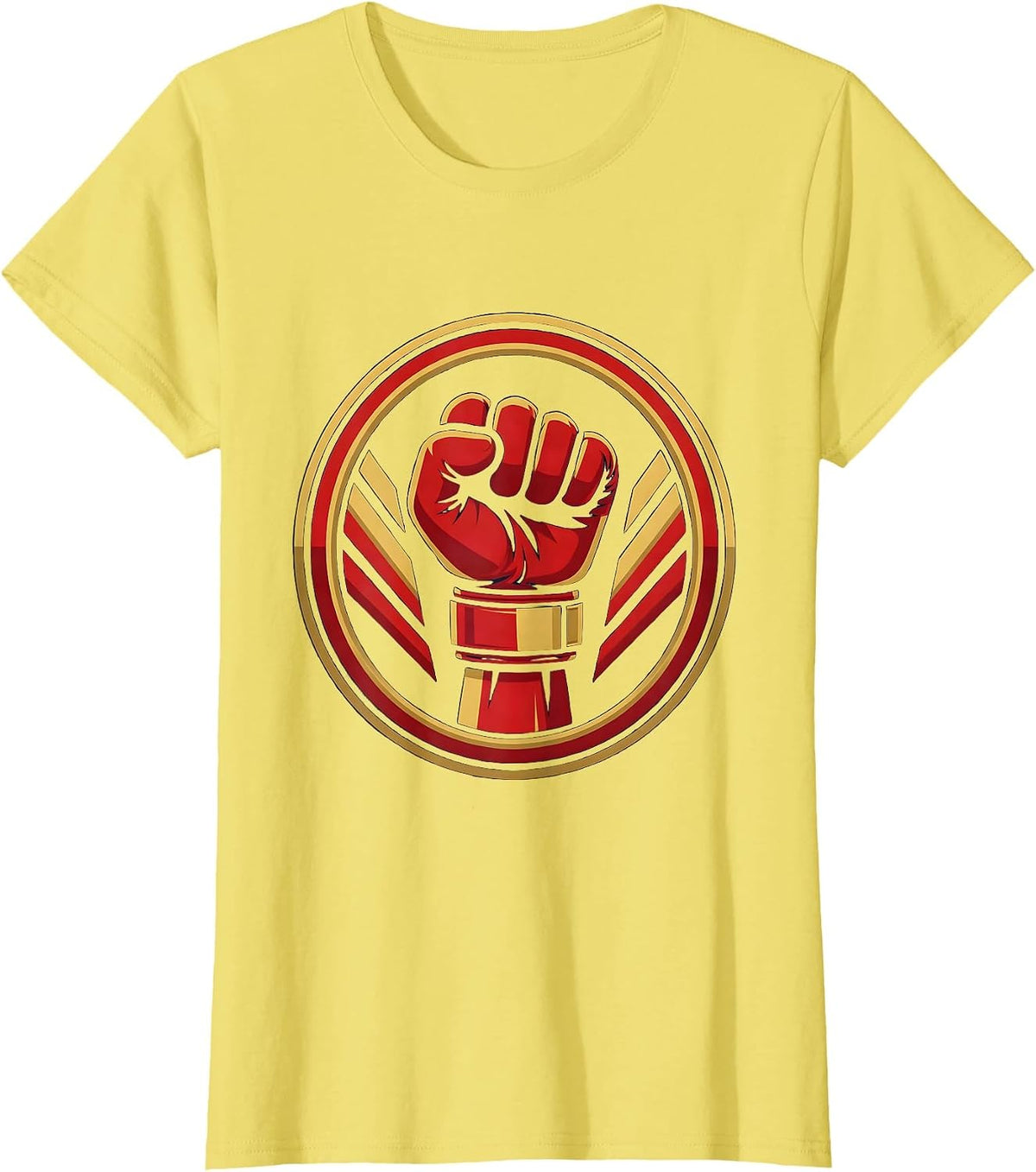 Boxing Glove Victory Raised Fist Cheer Graphic T-Shirt - Lemon Yellow